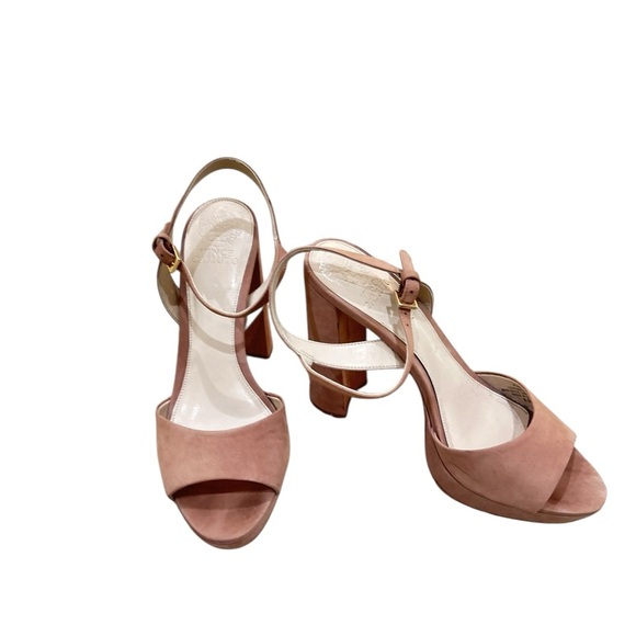 Vince Camuto Krysta Blush Pink nubuck platform Block Heel Sandals in box sz 8.5 - Picture 3 of 13